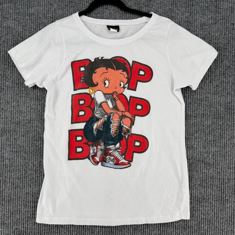 Betty Boop Popular Sports graphic t-shirt white XL Y2K streetwear graffiti tee